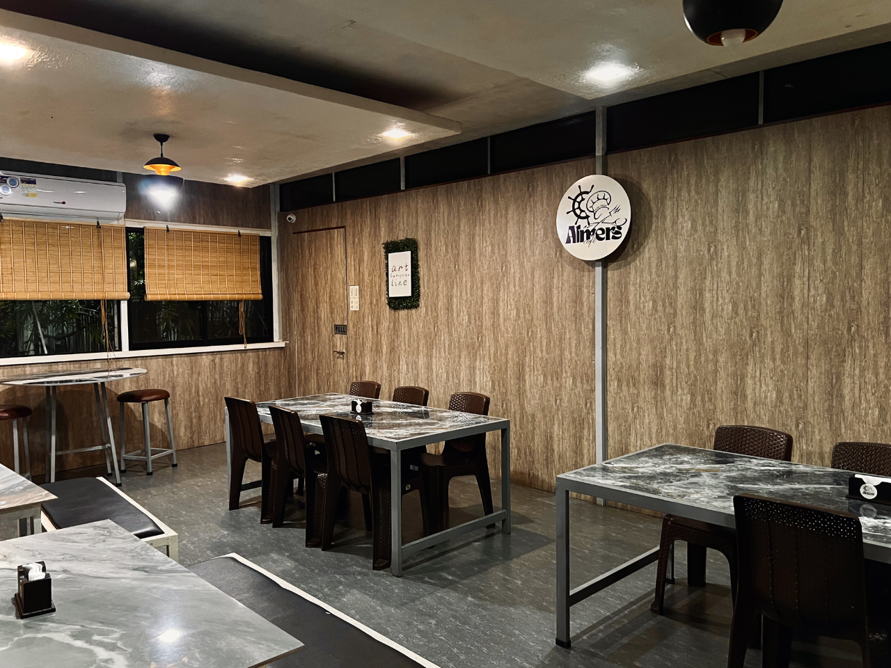 Side view of dining area at Almers Cafe
